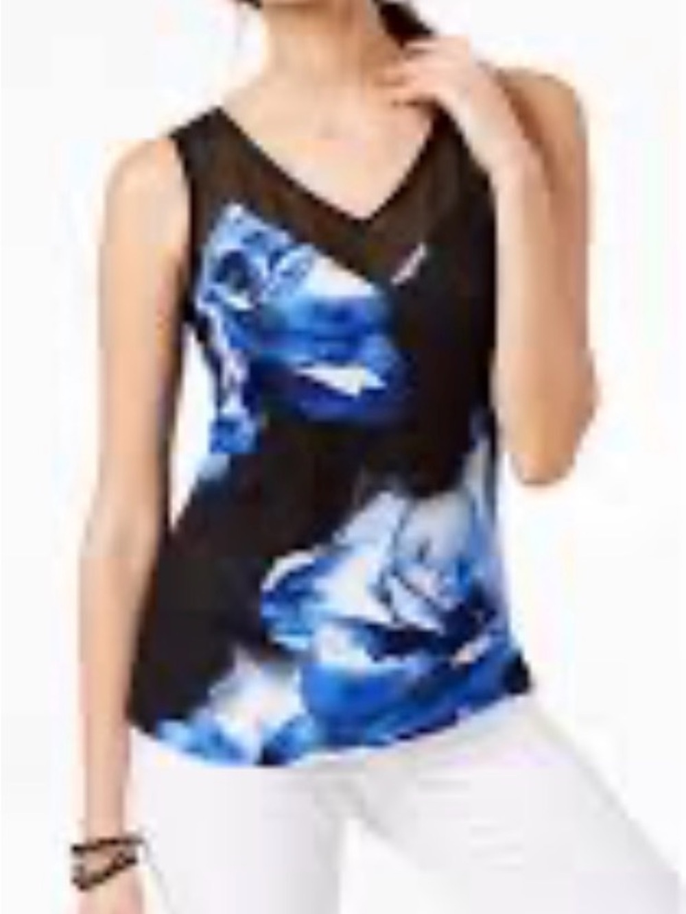 INC Mesh Trim Tank Top Black Medium EUC